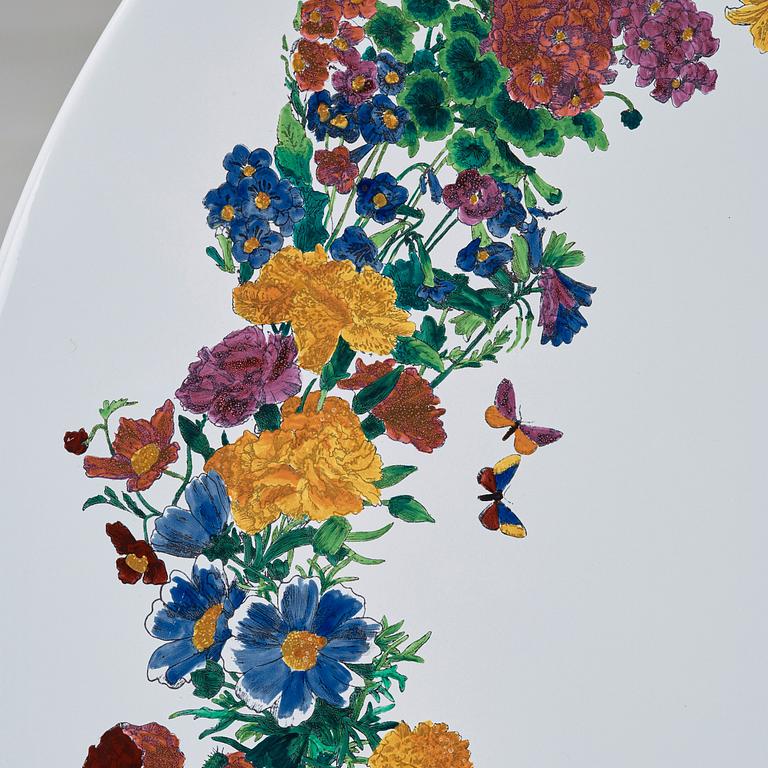 Piero Fornasetti, an enameled 'Corona d fiori' garden table, Milan, Italy and Svenskt Tenn Sweden, 1950-60's.