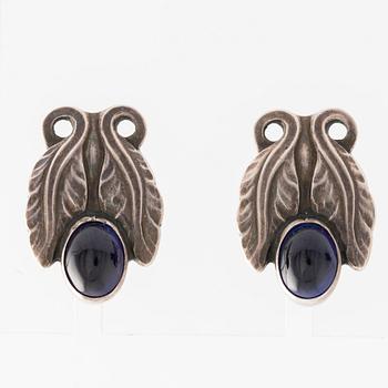 Georg Jensen, a pair of earrings, silver with blue stones.