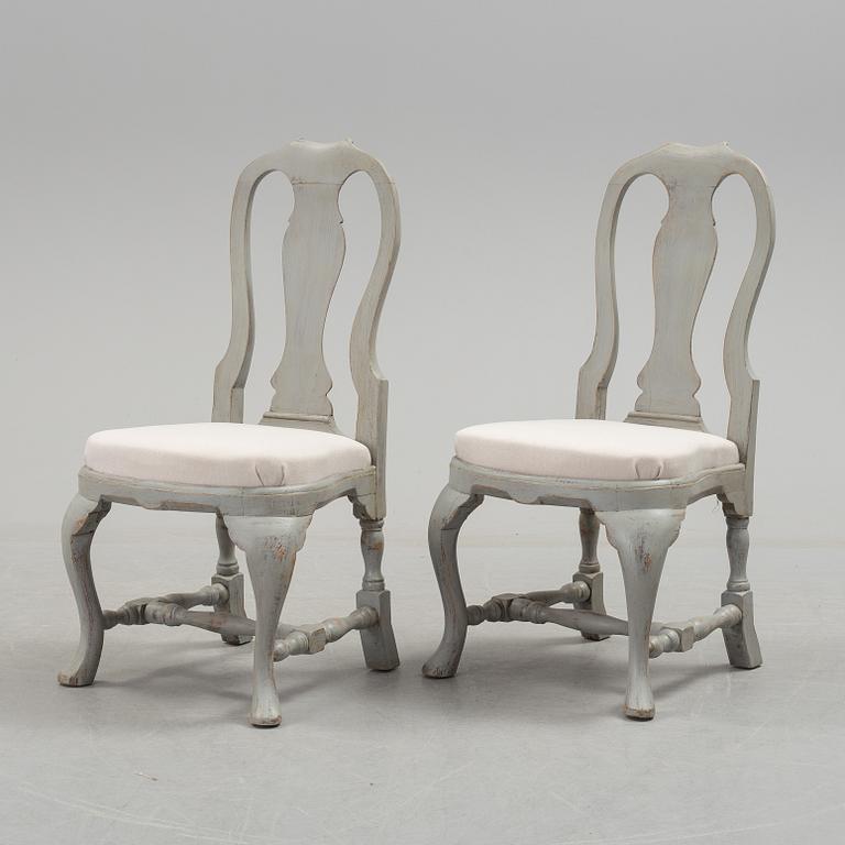 A set of twelve rococo style chairs, late 19th century.