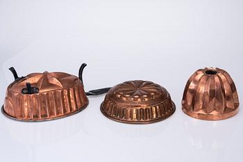 FORMAR, 3 st, koppar, 1800-tal.
