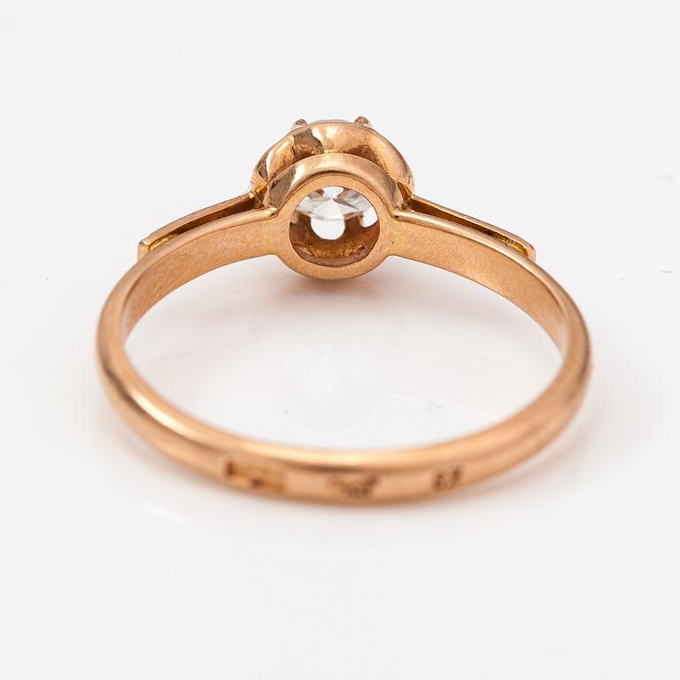 A 14K gold ring with a ca. 0.48 ct diamond. Soviet union.