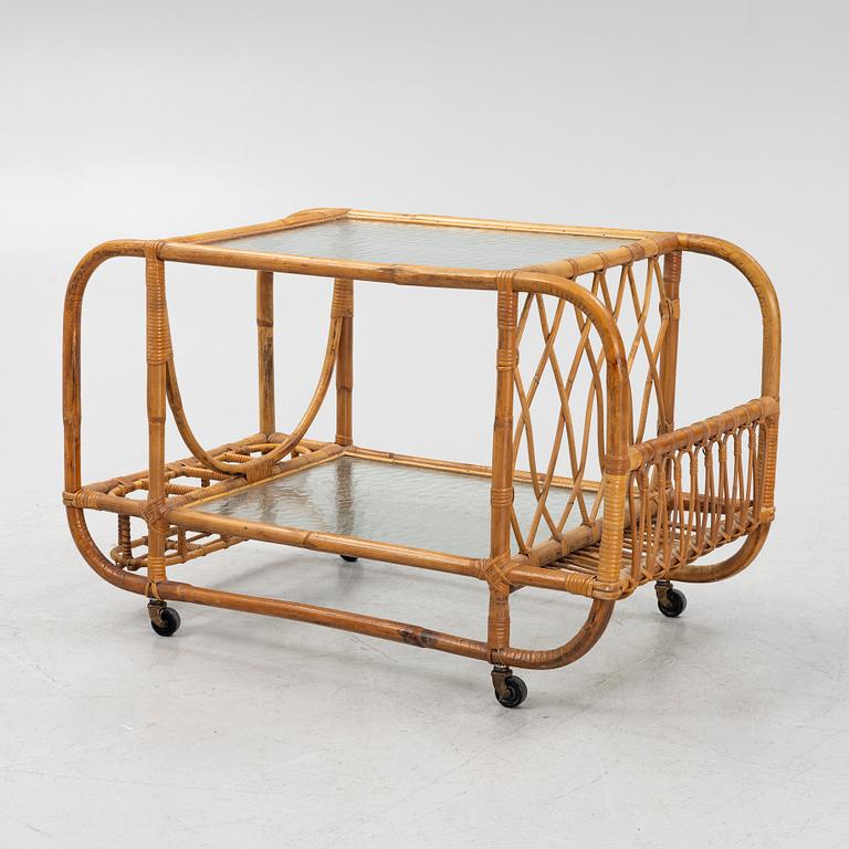 A bamboo serving trolley, mid 20th century.