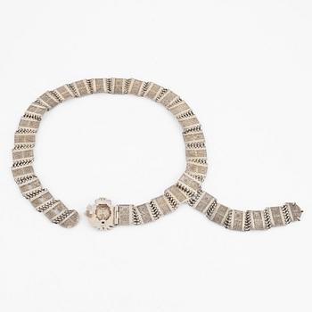 An Ottoman parcel gilt silver belt from Bitlis, mark of Kavafcıyan, around the turn of the 20th Century.