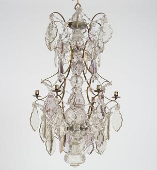 Ljuskrona, för sex ljus. Sverige, 1800-tal, Barockstil.