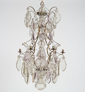 A mid 19th century Swedish Baroque style six-light chandelier.