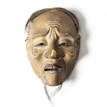 Noh-mask, bemålat trä, Japan, Edo (1603-1868).