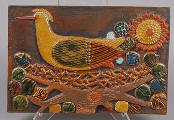 VÄGGPLAKETT, stengods, Stig Lindberg, Gustavsberg.