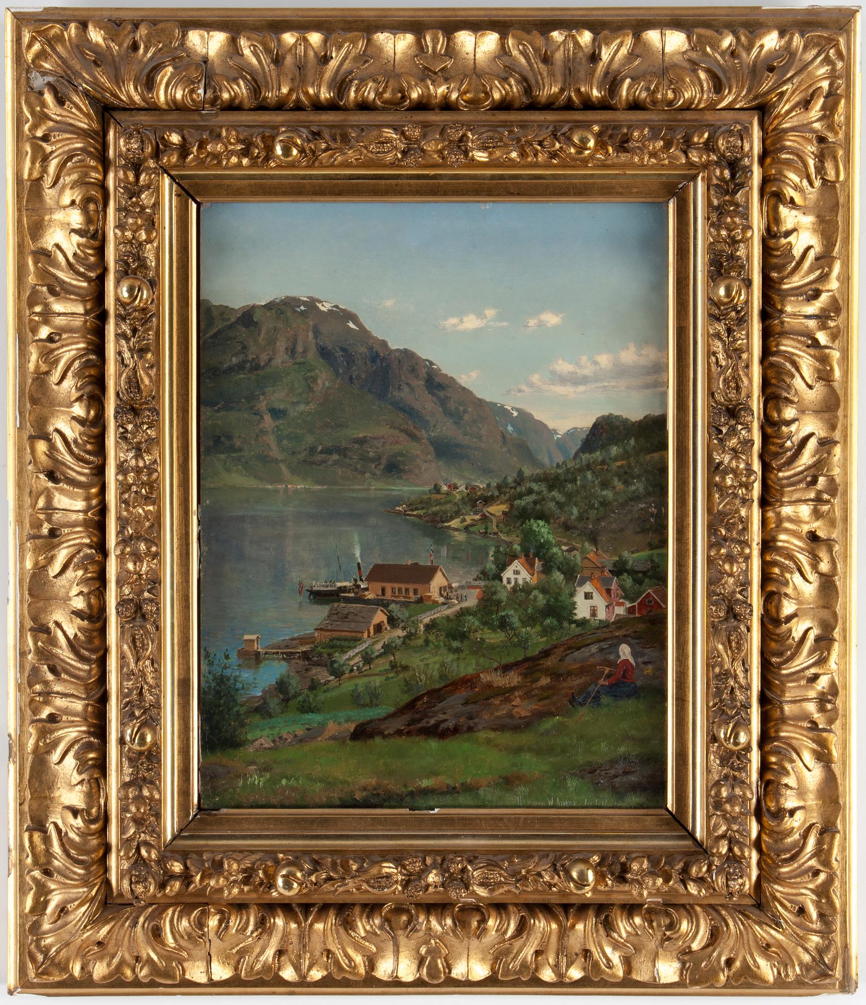 HERMAN WEDEL-ANKER, olja på pannå, signerad, otydligt daterad Lysterfjord.