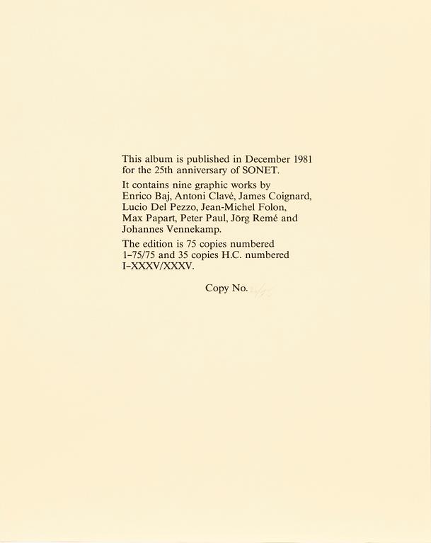 Graphic portfolio, 9 sheets, "Music Maestro Please II", 1981.