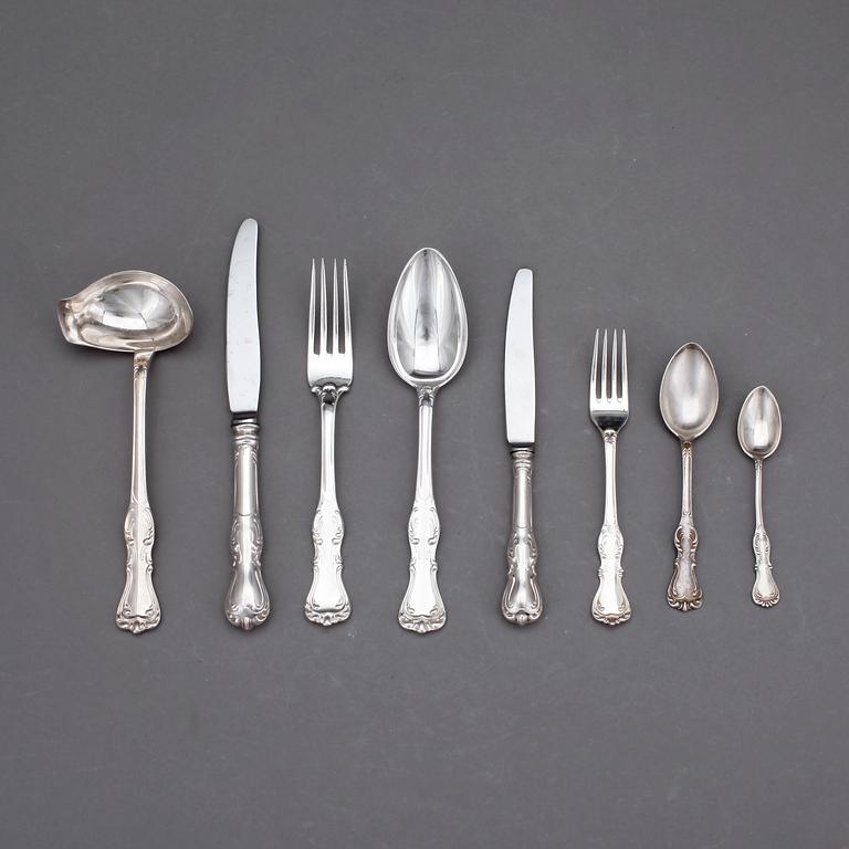 BESTICKSERVIS, 174 delar, silver, GAB, Stockholm, vikt 4658 gram exklusive knivar med stålblad.