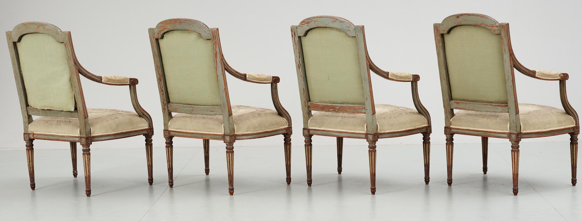 A set of four Louis XVI late 18th century  armchairs.