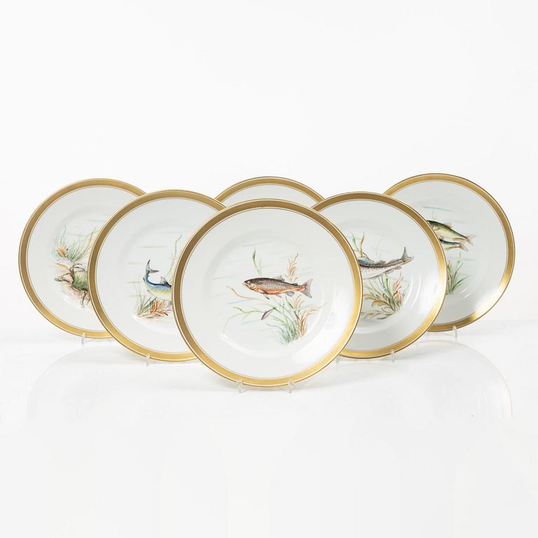 Royal Copenhagen, six hausmalerai 'Fauna Danica' plates, denmark, 1956.