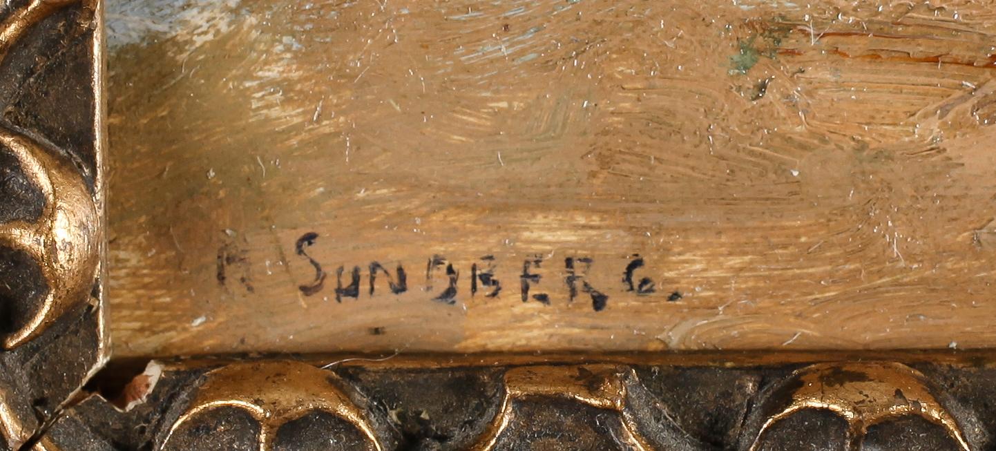 PER AUGUST SUNDBERG, olja på pannå, signerad.