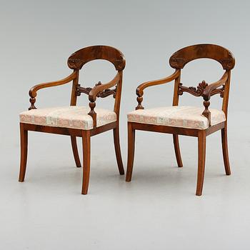 KARMSTOLAR, 1 par, Karl-Johan, 1800-talets mitt.