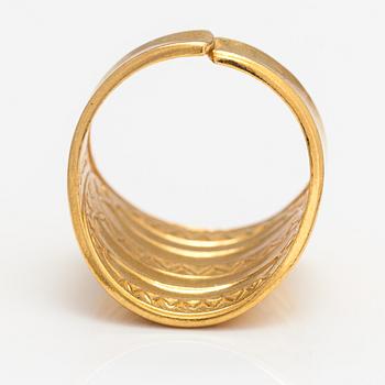 A gold plated bronze ring "Perniö-ring", model 111. Kalevala Koru, Helsinki.