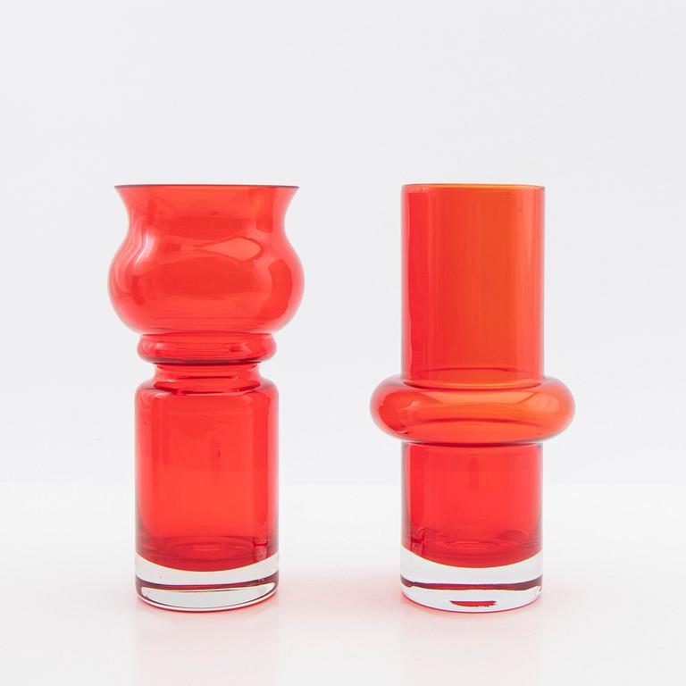 Tamara Aladin, Vases, 4 pcs, glass, Riihimäen Lasi, Finland, 1960s/70s.