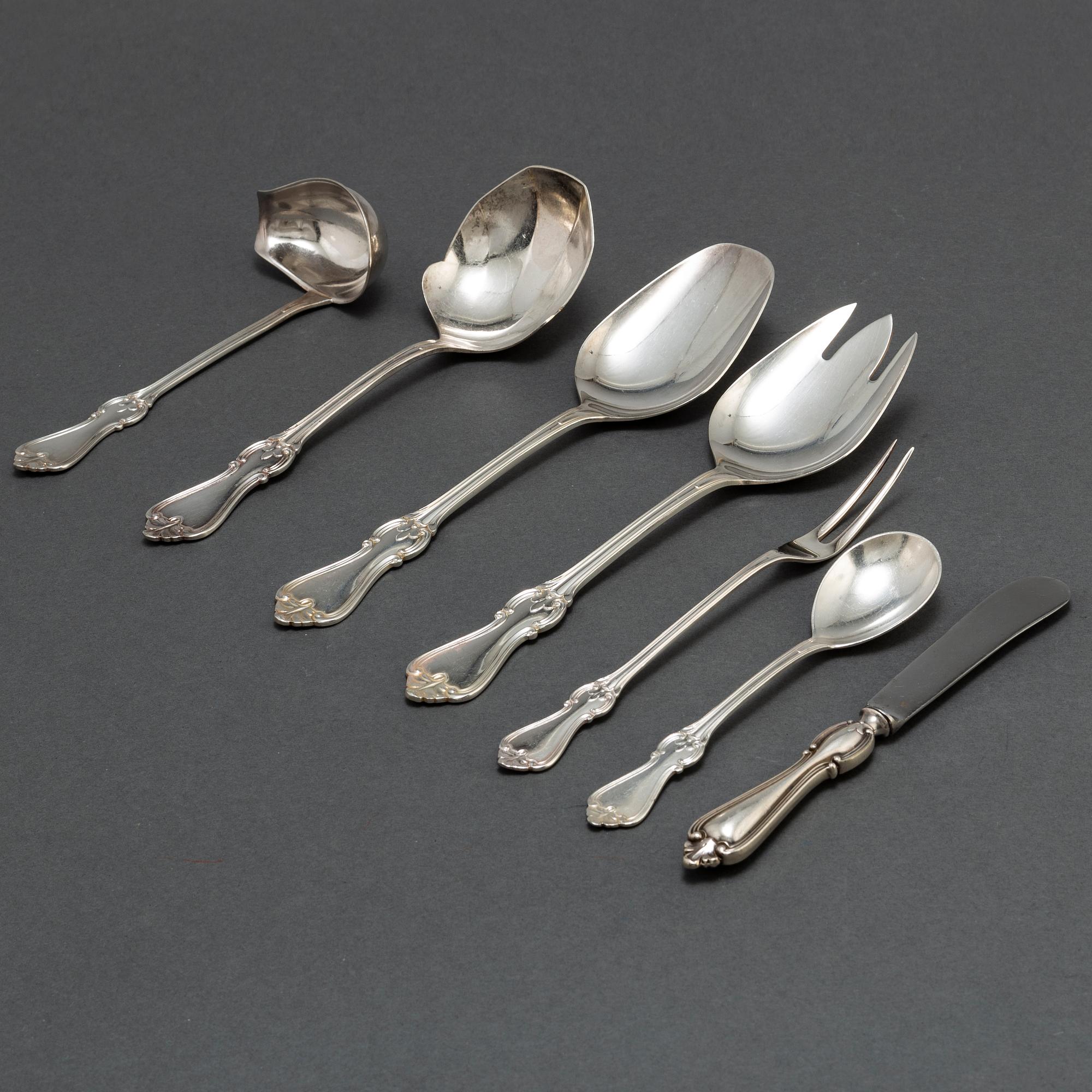 36 pcs of silver cutlery, 1970's.