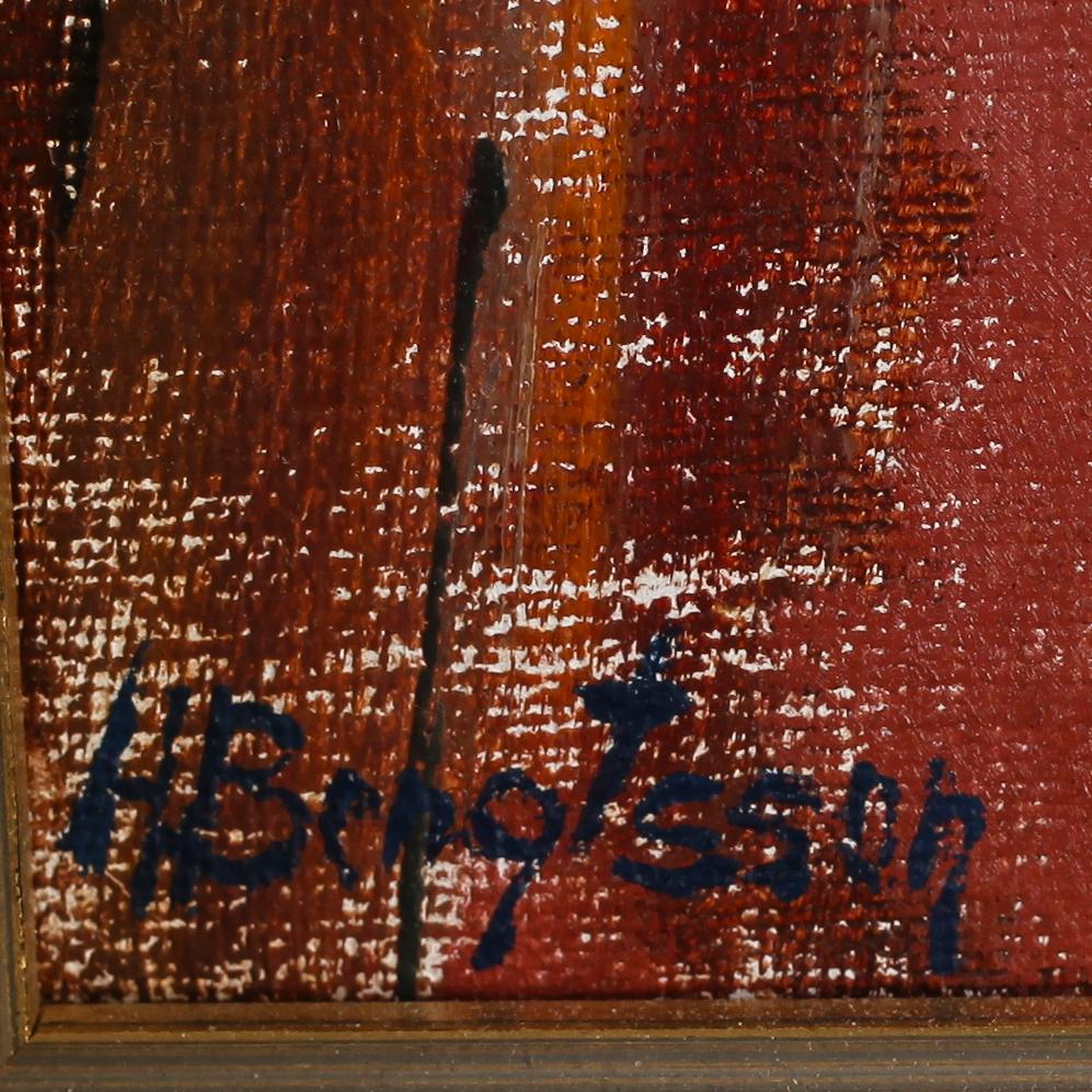 HERTHA BENGTSON, olja på pannå, signerad.