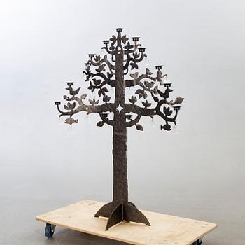 Bertil Vallien, a wrought-iron floor candle holder, Livet Träd" Kosta Boda.