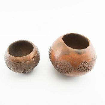 Ölkrukor Ukhamba 3 st Zulu Sydafrika 2000-tal lergods.