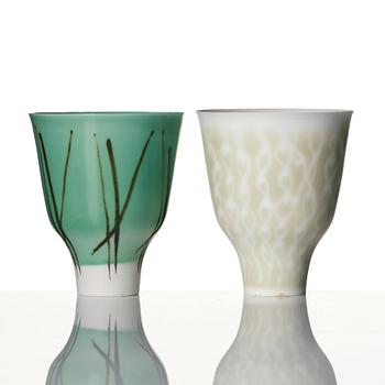 Wilhelm Kåge, a set of two bone china "Cintra" vases, Gustavsberg Studio, Sweden 1954.