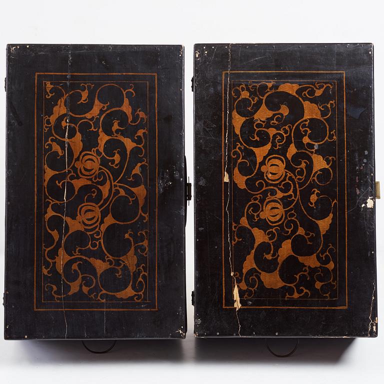 Two Chinese lacquered chests, Qing dynasty, 19th Century.