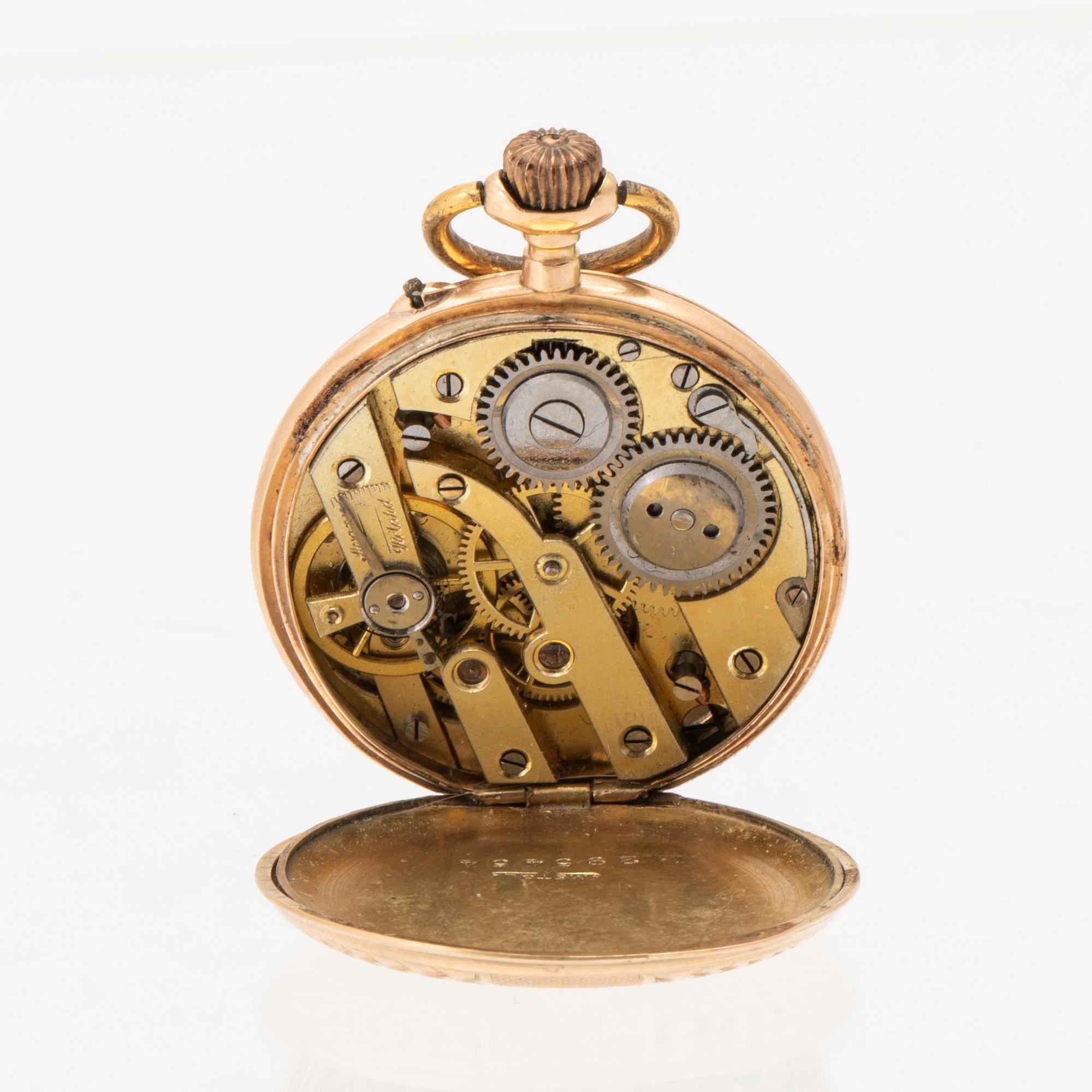 Pocket watch with chain, 28 mm.
