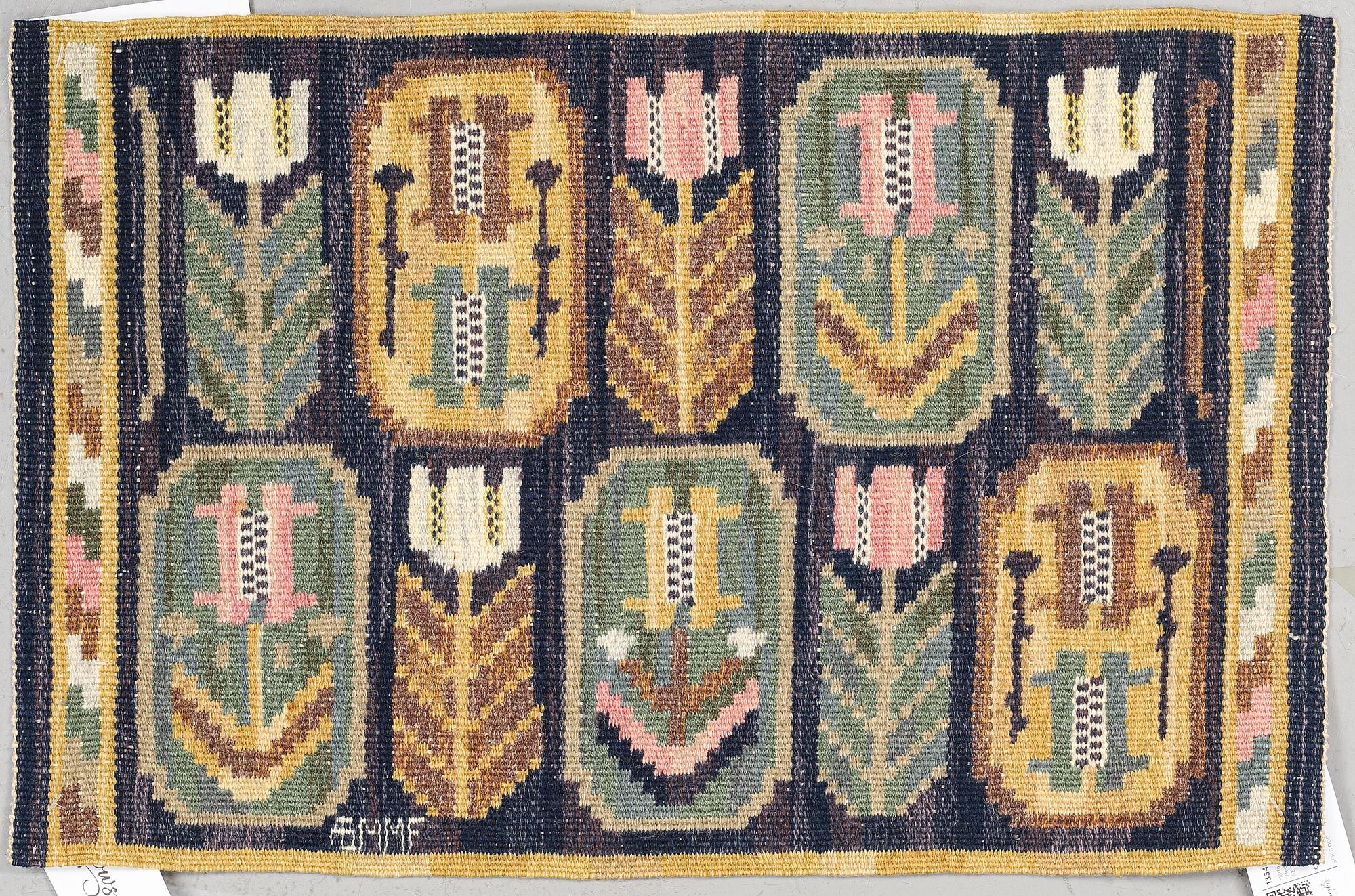 Märta Måås-Fjetterström, a textile, "Medaljongerna", flat weave, ca 40 x 62 cm, signed AB MMF.