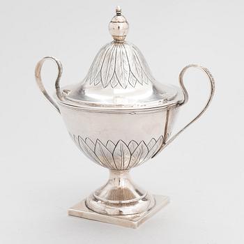 A lidded silver sugar bowl, Moscow, Russia 1807. Cyrillic maker's mark FS, Fyodor Serebrianikov.