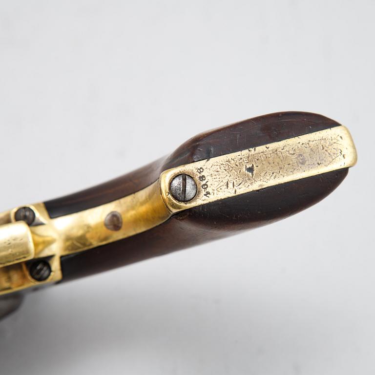 A Colt Dragoon first model percussion revolver with replacement barrel with British marks. serial no on other parts 4088.