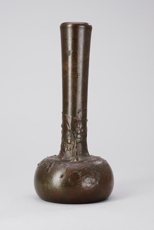A Hugo Elmqvist patinated bronze vase, Stockholm circa 1900.