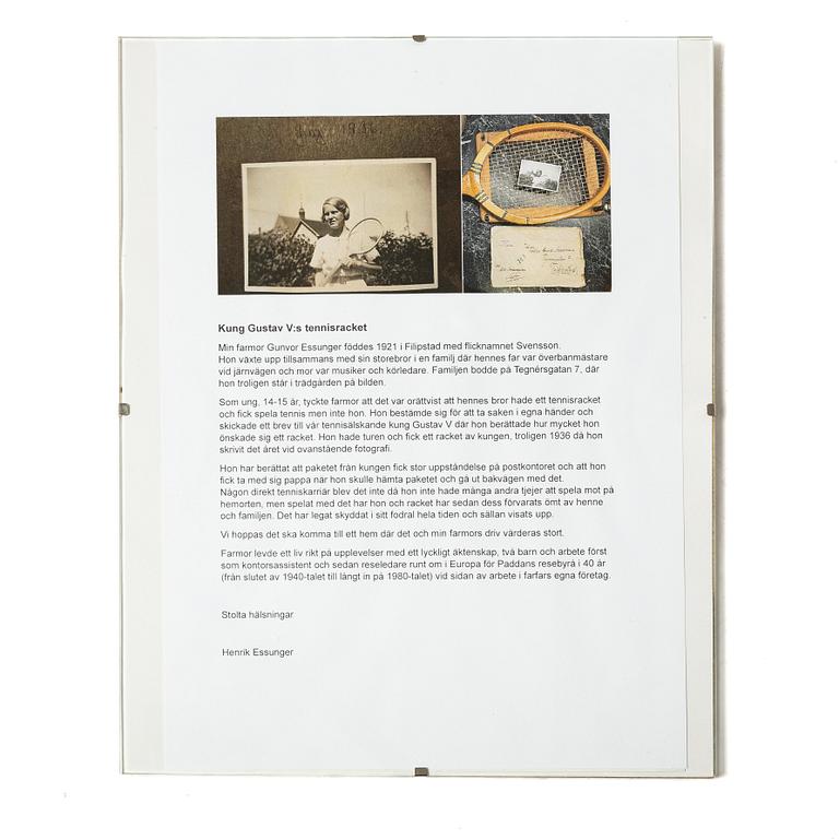 Tennis racket, provenance: King Gustaf V.