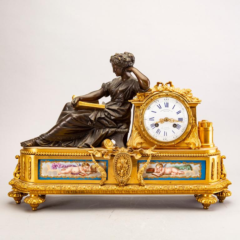 A Louis XVI-style gilded bronze clock later part of the 19th century.