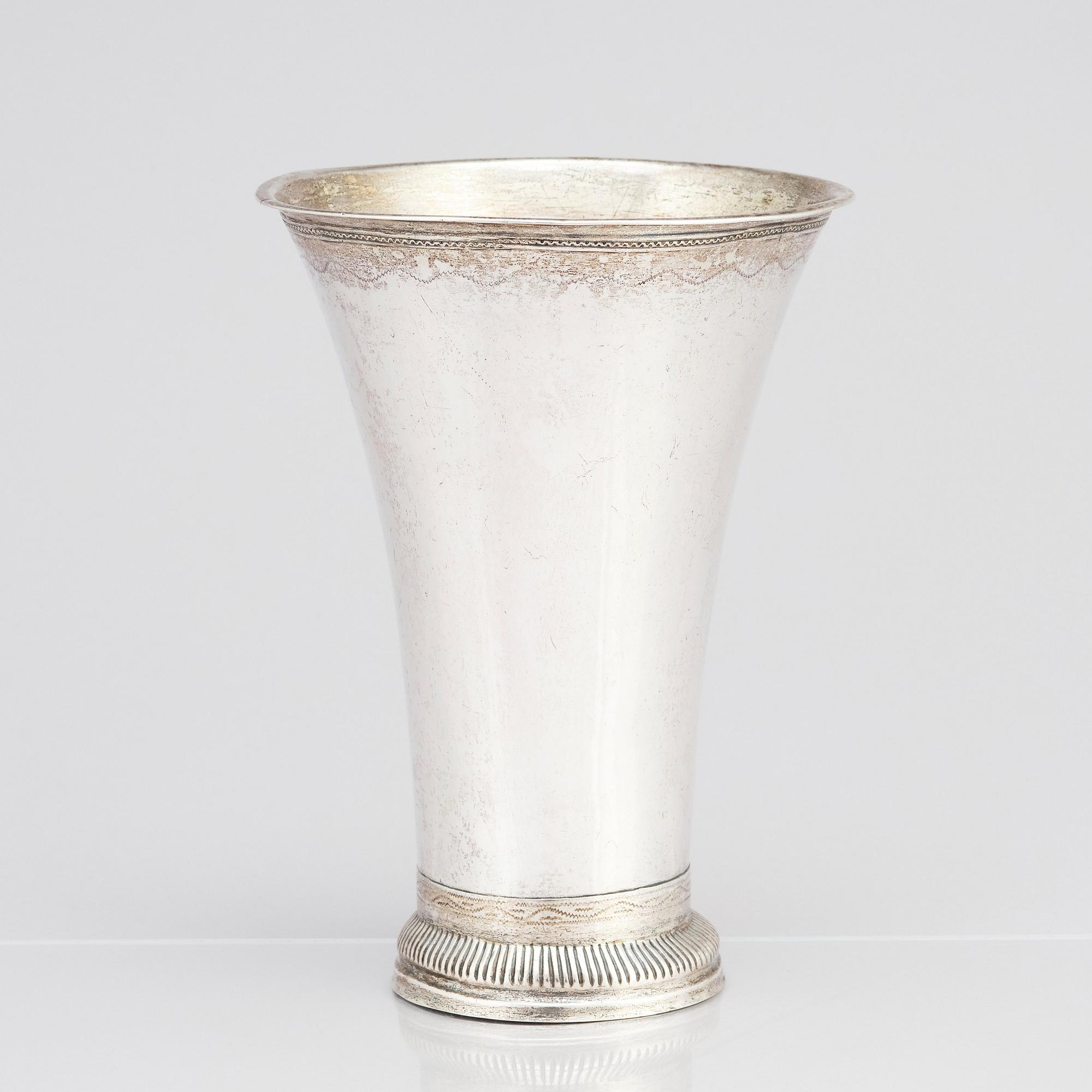 A Swedish 18th century parcel-gilt silver beaker, mark of Petter Gillberg, Varberg 1791.