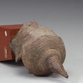 A large sculpture head of Buddha probably U-Tong, 15th Century.