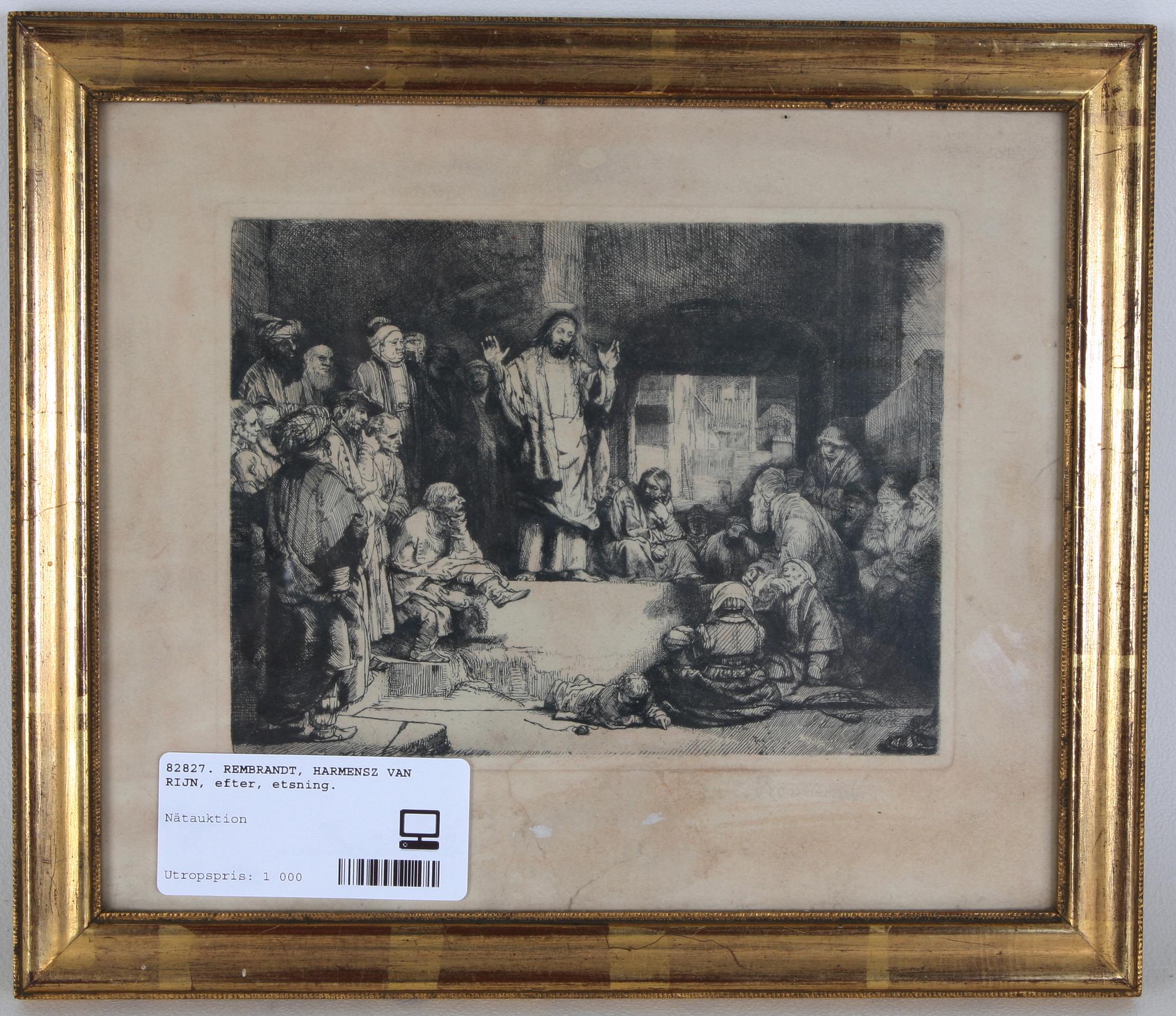 REMBRANDT HARMENSZ VAN RIJN, efter, etsning.