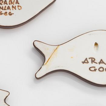 Gunvor Olin-Grönqvist, a set of eight ceramic wall decorations, all signed, for Arabia, Finland.