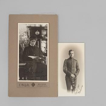Russian imperial photographs, 2 pieces, personally signed by Grand Duke Dmitry and Grand Duchess Elizabeth.