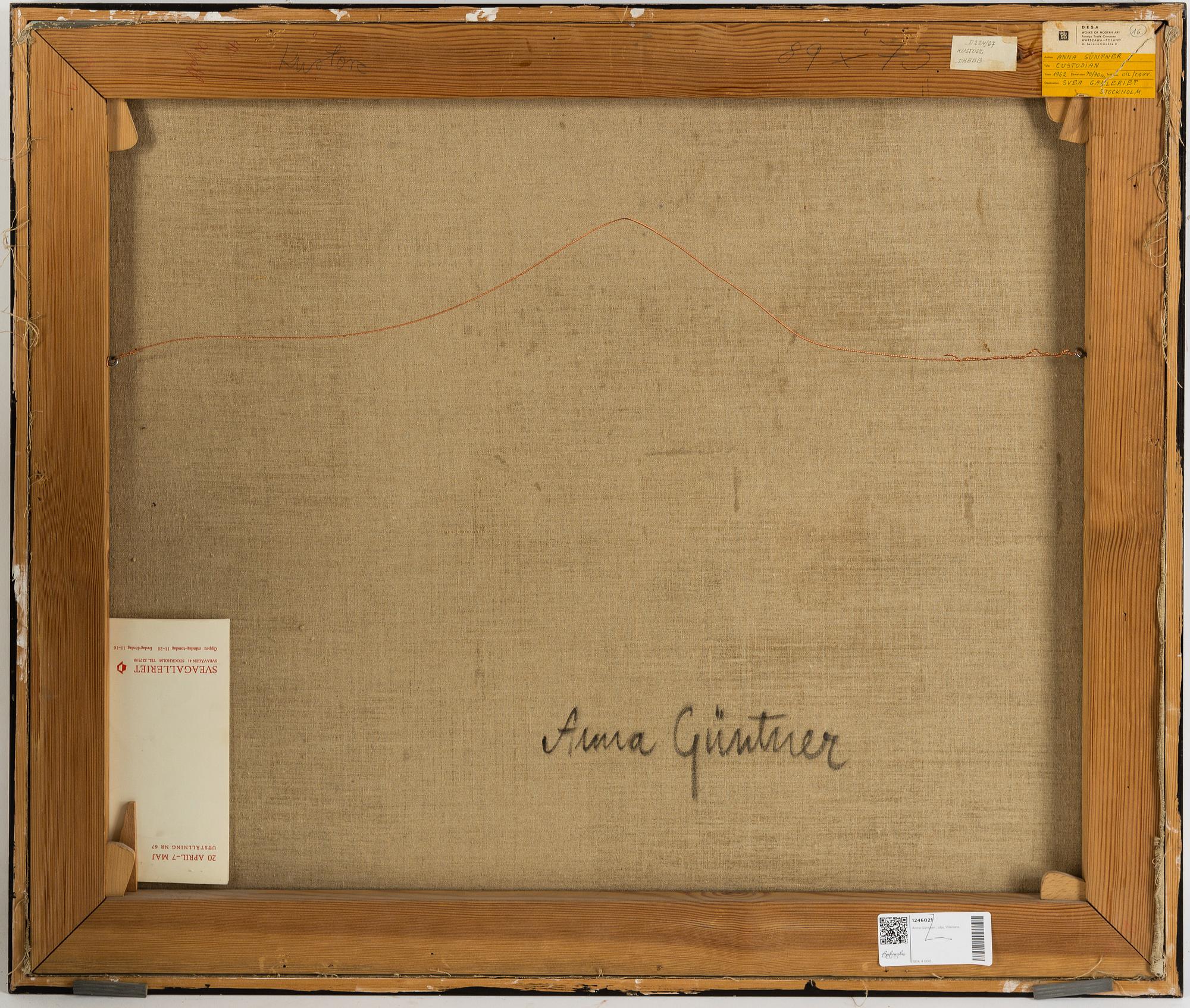 ANNA GÜNTNER, oil on canvas, signed  verso.