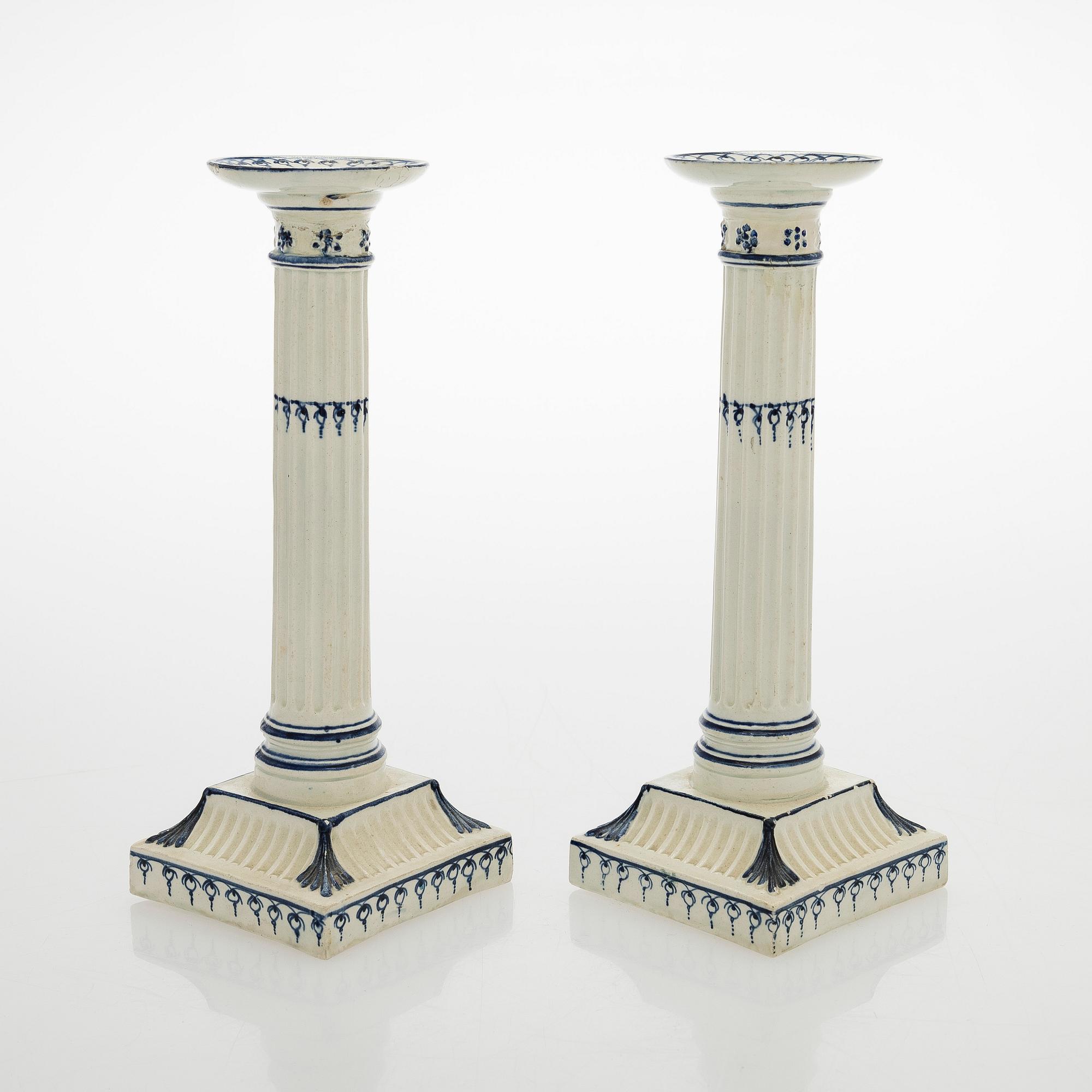 Wedgwood, ljusstakar, ett par, flintgods, tidigt 1800-tal.
