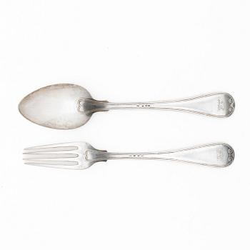 Bestick, 23 st, silver, "Fransk Lilja", C.G.Hallberg, Stockholm, 1901.