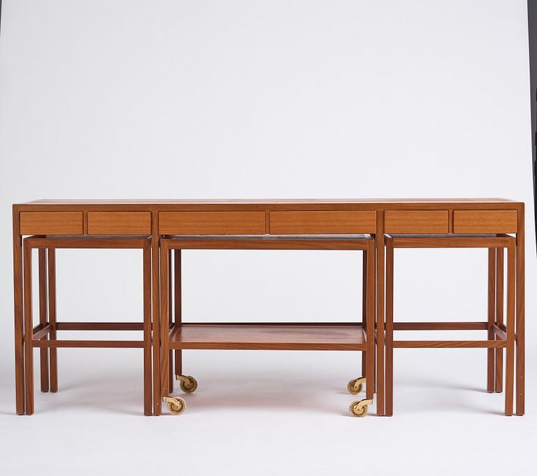 Nordiska Kompaniet, a sideboard with tables and a serving trolley, Sweden 1950s.