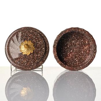 An Empire 'Blyberg' porhyry butter box from Älvdalen, Sweden, early 19th century.