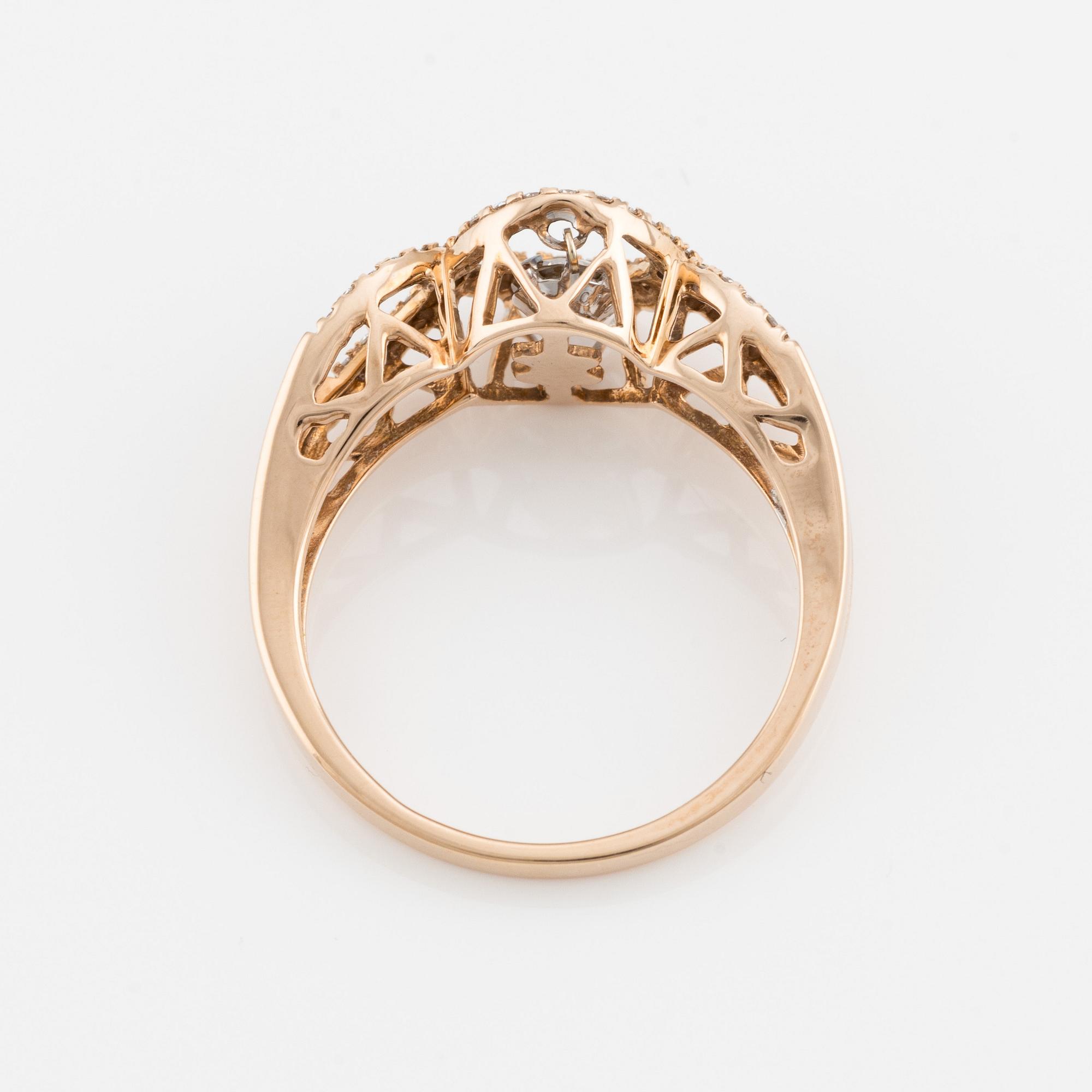 Ring, "Den dansande diamanten" med briljantslipade diamanter.