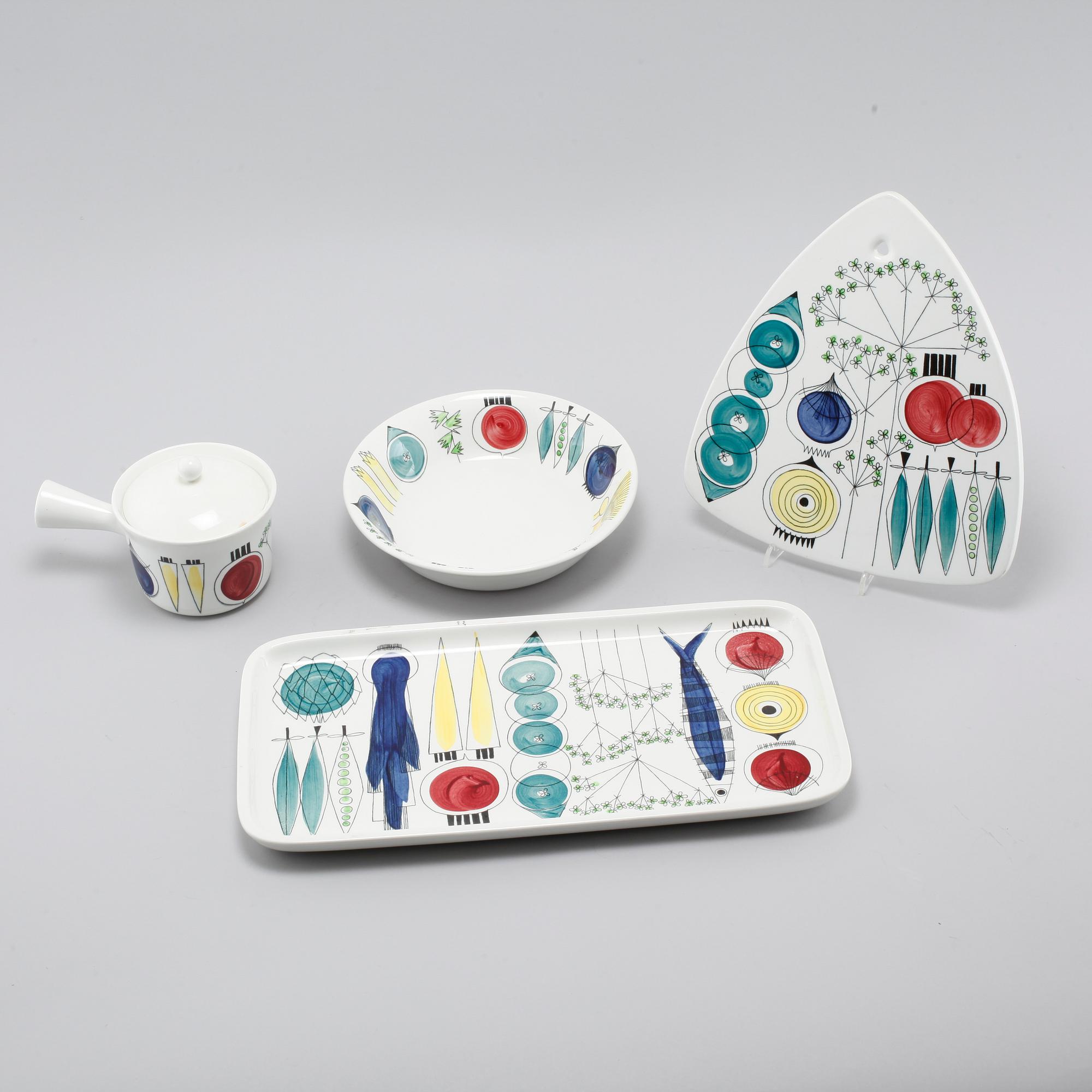 Four pieces of tableware by Marianne Westman for Rörstrand, model "Picknick", 1956-69.