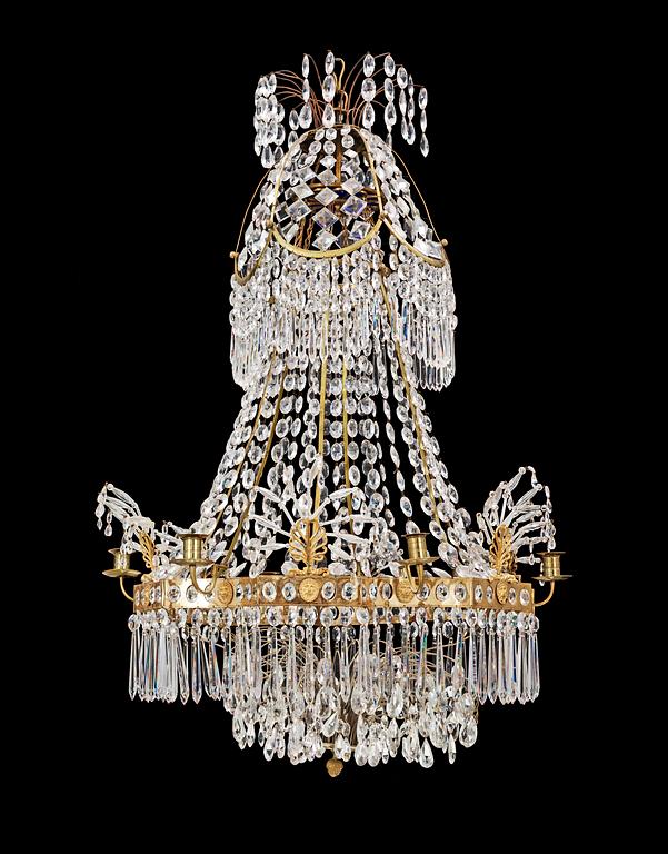 A late Gustavian circa 1800 six-light chandelier.