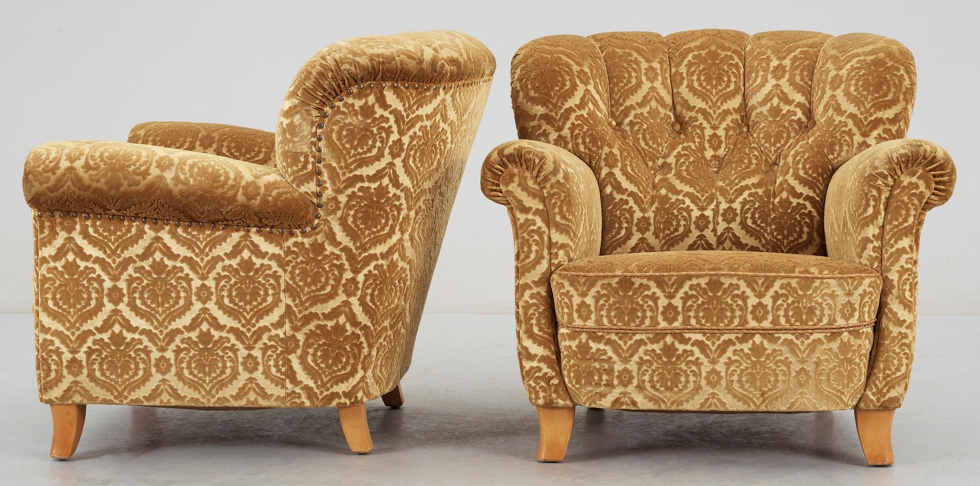 FÅTÖLJER, ett par, 1940-tal.