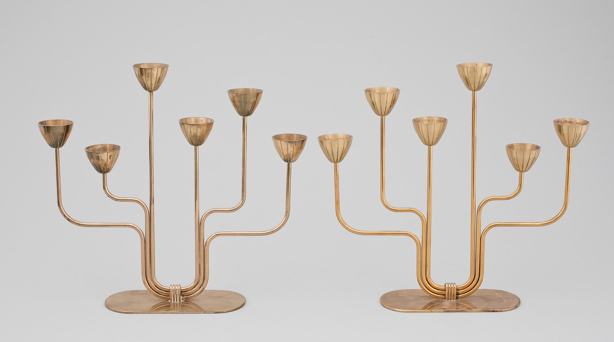 KANDELABRAR, 4 st, metall, Gunnar Ander, Ystad metall.