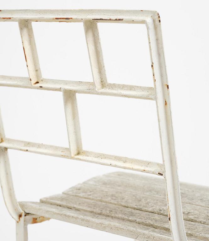 Carl Hörvik, a garden furniture set, a table and four chairs, possibly produced by Thulins vagnfabrik, Skillingaryd, Sweden.