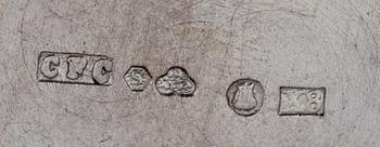 PARTI BÄGARE, 24 st, silver, flertal olika tillverkare, Europa, bla CG Hallberg, 1800-1900-tal. Totalvikt ca 1300 gram.